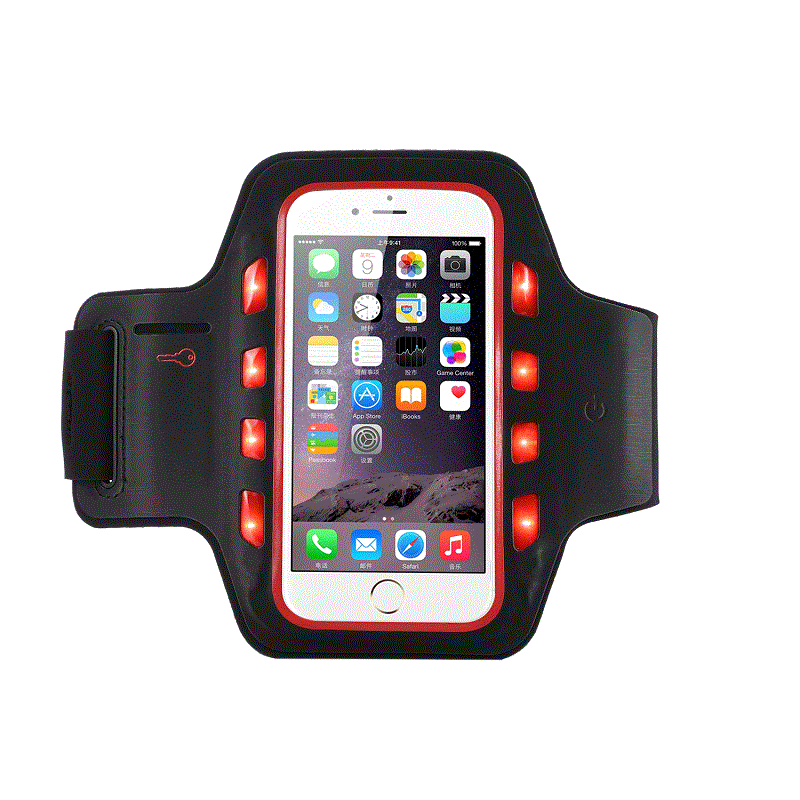 ข่าวการออกแบบโปรโมชั่นโลโก้ผ้าไหมพิมพ์ LED กีฬาวงแขนแสงป้องกันปลอกแขนมือถือสำหรับ iPhone 6- 4.7 นิ้ว